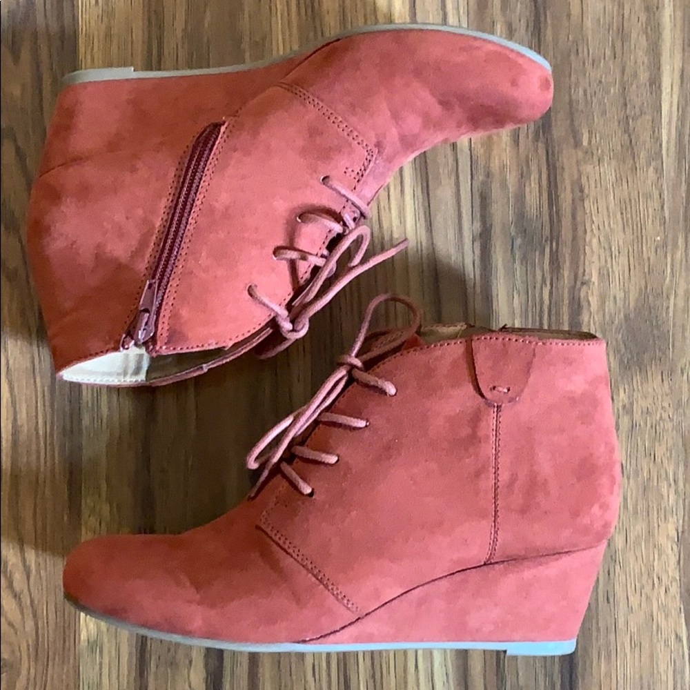 Dolce Vita Terra Cotta Wedge Lace Up Booties